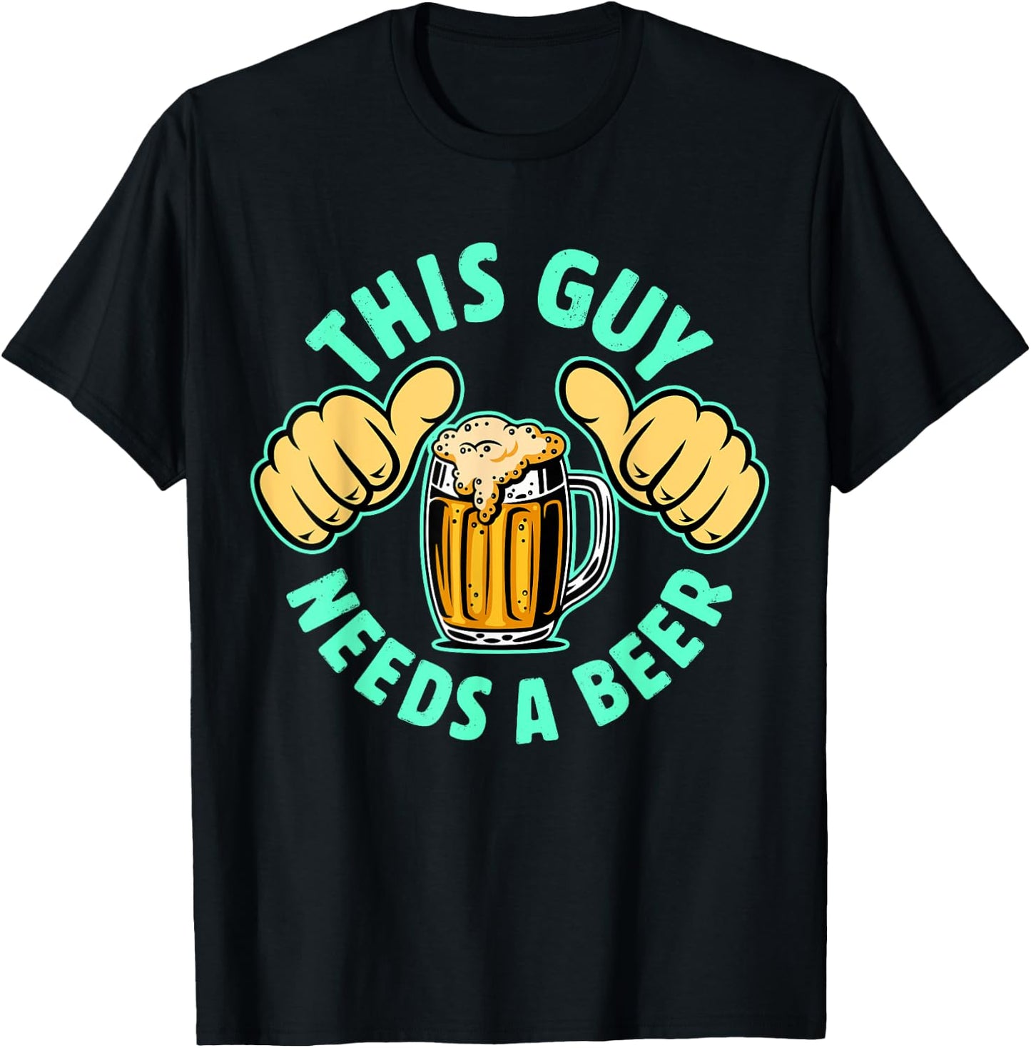 Retro This Guy Needs a Beer Drinker Lover, Drinking T-Shirt - T-Shirt | Black