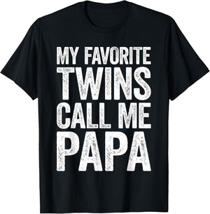 My Favorite Twins Call Me Papa Shirt Men Grandpa Fathers Day T-Shirt - T-Shirt | Black