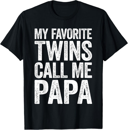 My Favorite Twins Call Me Papa Shirt Men Grandpa Fathers Day T-Shirt - T-Shirt | Black