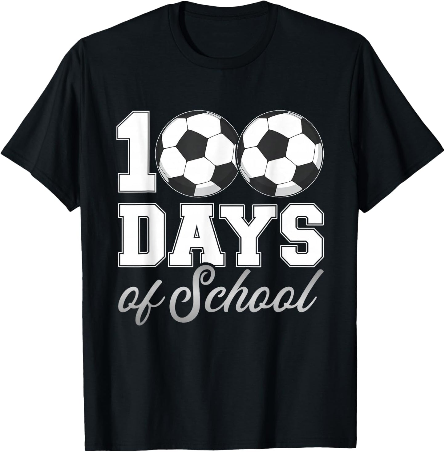 100 Days of School for 100th Day Soccer Student or Teacher T-Shirt - T-Shirt | Black