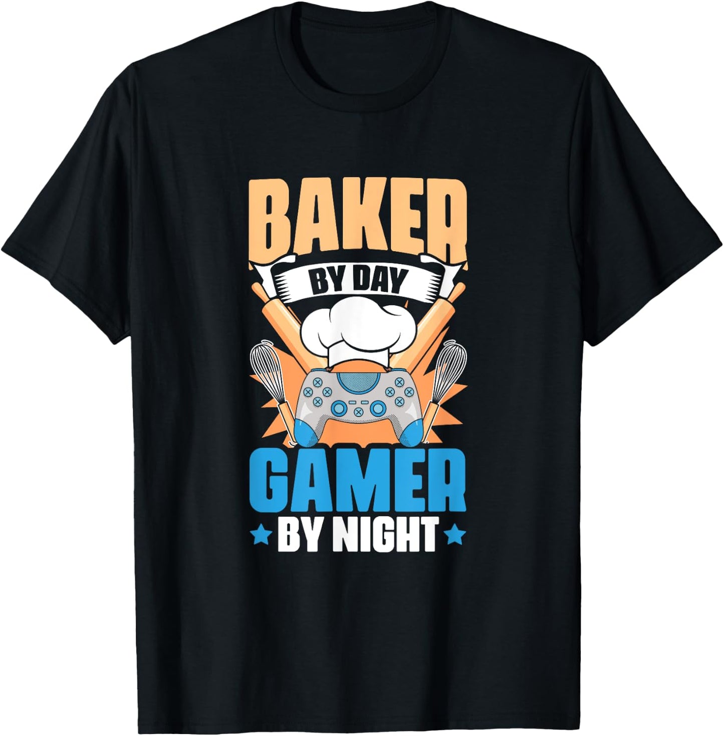 Baker Gamer Video Gaming | Bakery Pastry Baking Bread Baker T-Shirt - T-Shirt | Black