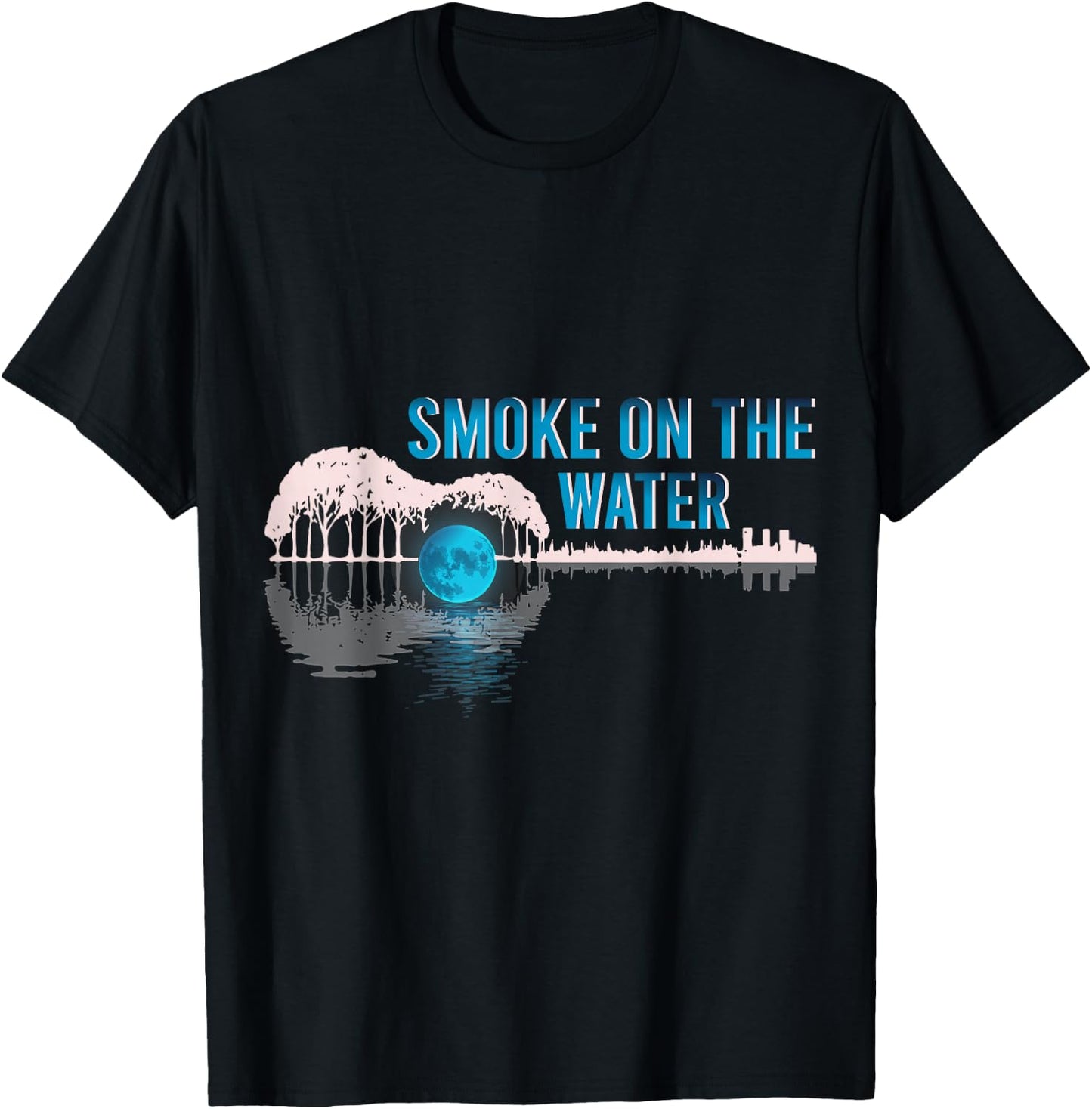 Guitar Lake Shadow Love Guitar Smoke on Water Guitar T-Shirt - T-Shirt | Black