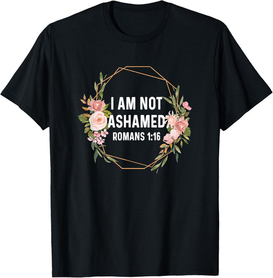 Romans 1:16 1 16 God Jesus Religious Quote Christian T-Shirt - T-Shirt | Black