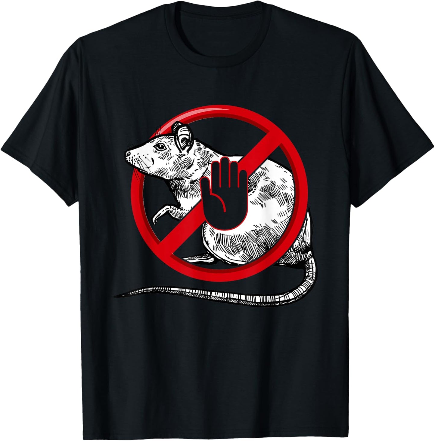 No Rat Sign Stop Snitching Pest Control Cool Novelty Graphic T-Shirt - T-Shirt | Black