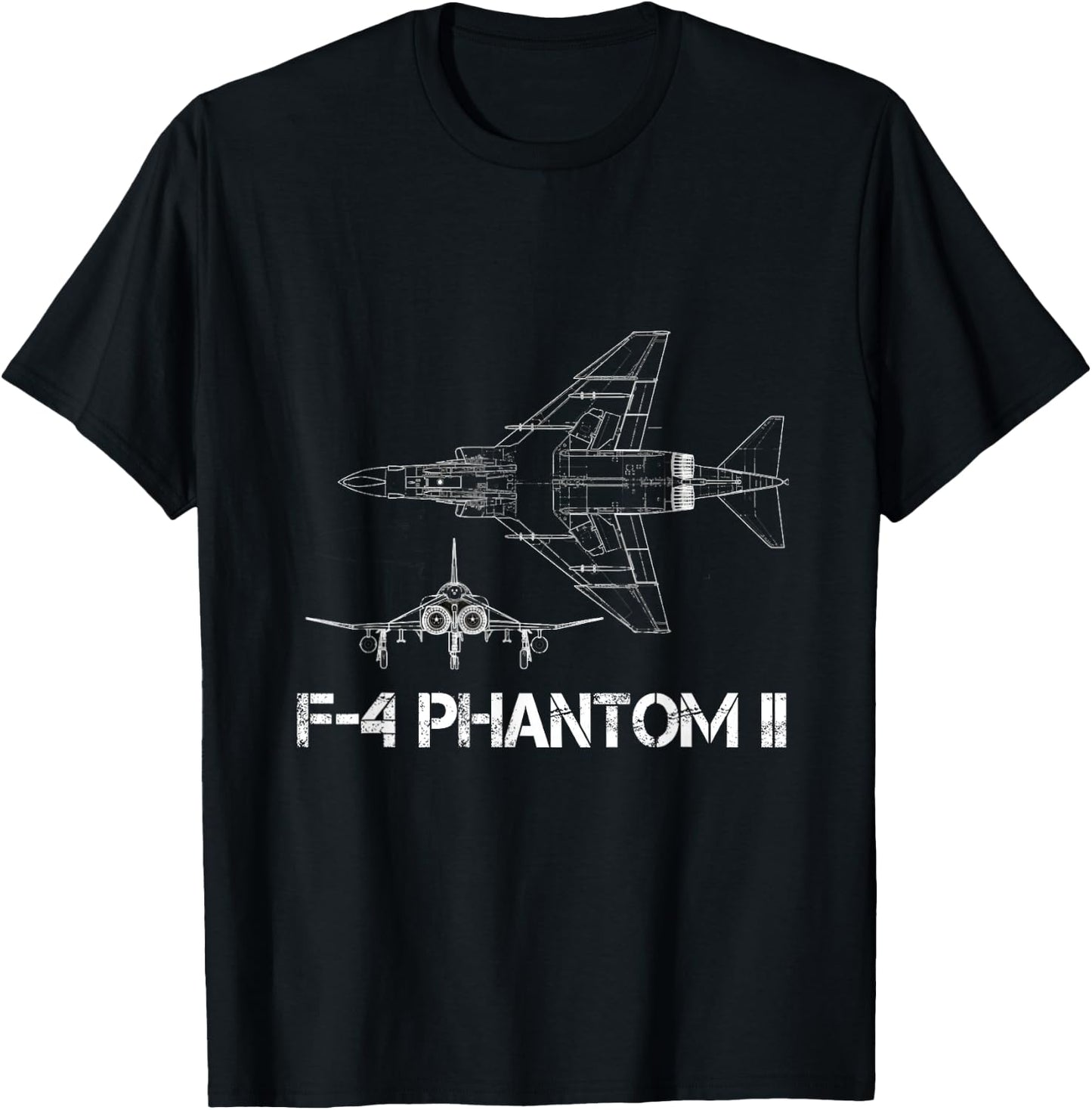 McDonnell Douglas F-4 Phantom II Blueprint Aircraft T-Shirt - T-Shirt | Black