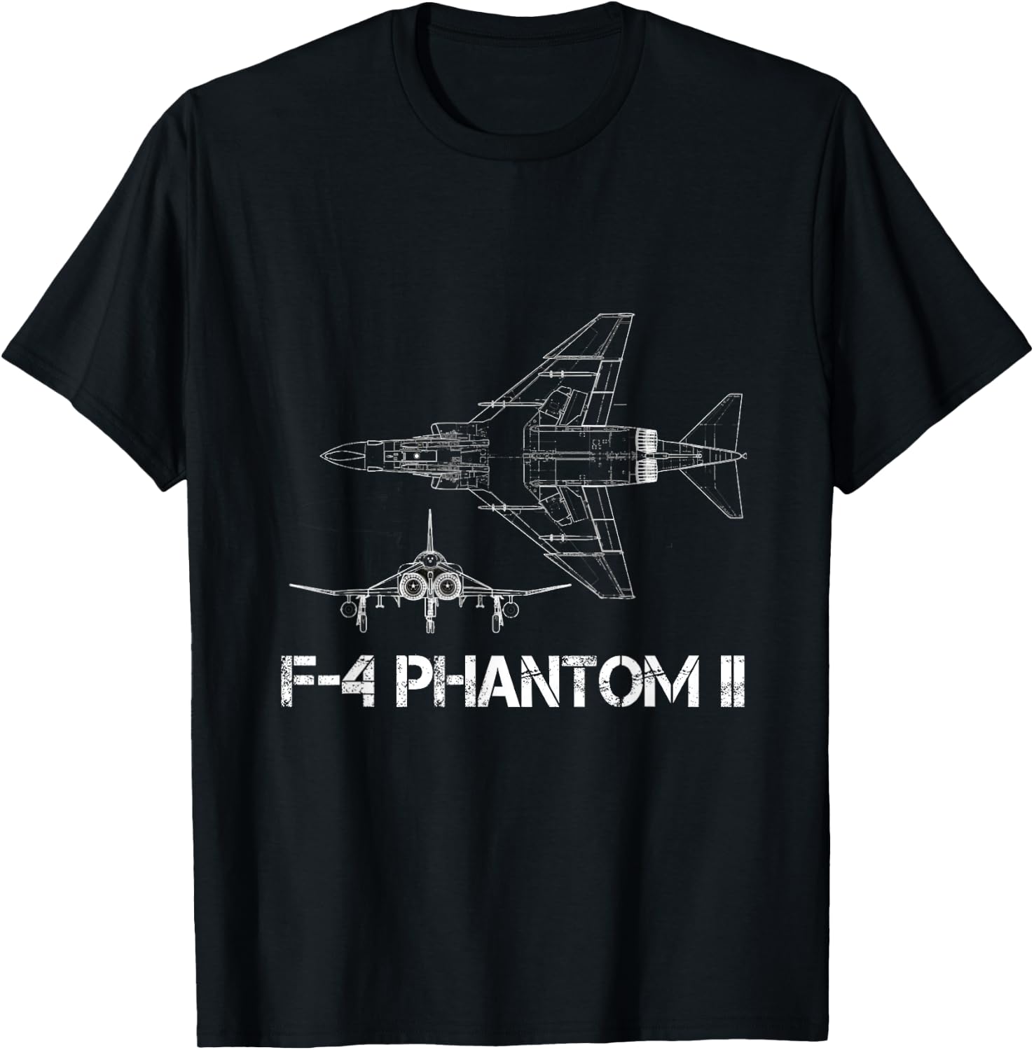 McDonnell Douglas F-4 Phantom II Blueprint Aircraft T-Shirt - T-Shirt | Black