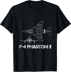McDonnell Douglas F-4 Phantom II Blueprint Aircraft T-Shirt - T-Shirt | Black