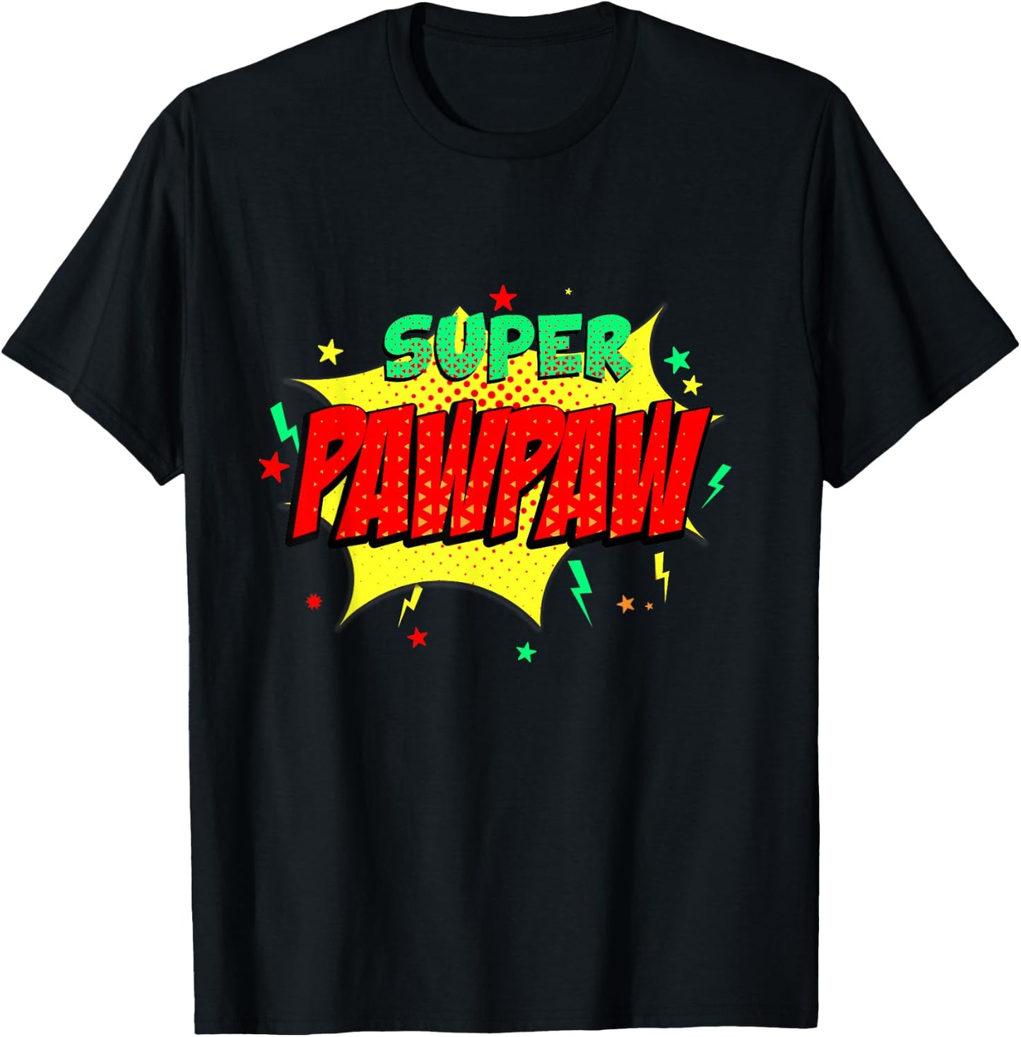 Super Pawpaw Comic Themed Style Superhero Fathers Day T-Shirt - T-Shirt | Black