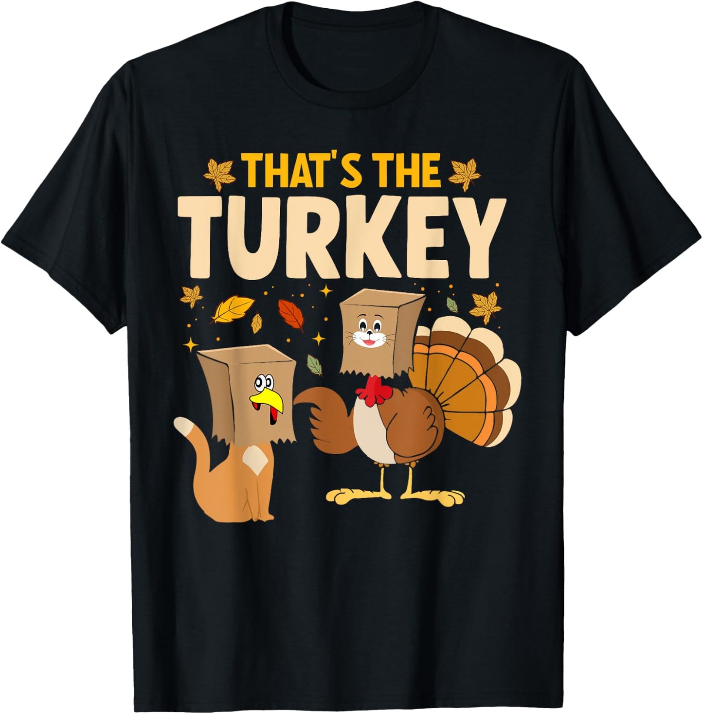 Thanksgiving Funny Fake Cat Turkey Cat Owner Holiday Women Kids T-Shirt - T-Shirt | Black