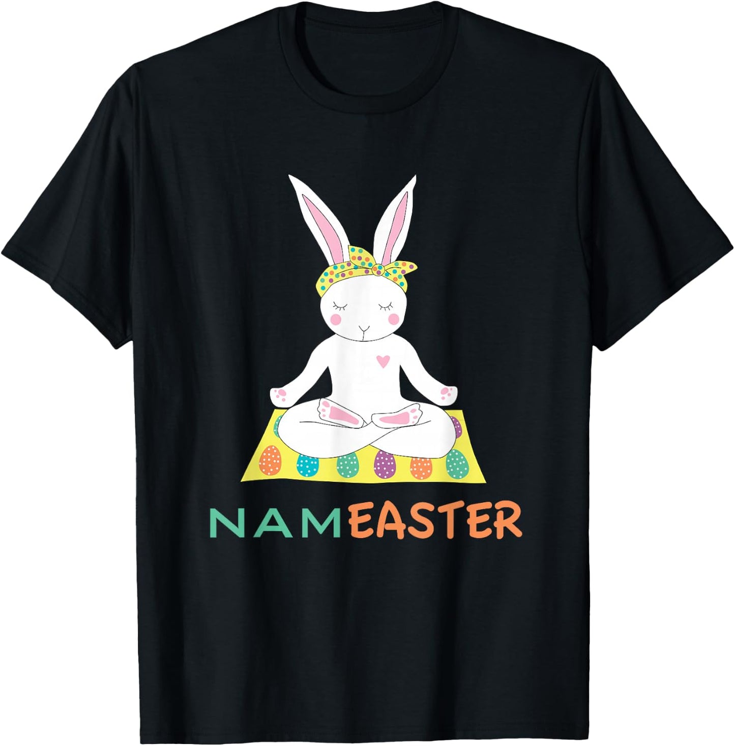 Funny Easter Bunny Doing Yoga Namaste T-Shirt - T-Shirt | Black