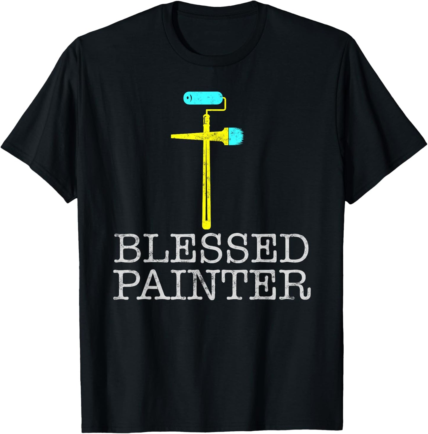 Blessed House Painter and Decorator Christian Painting Dad T-Shirt - T-Shirt | Black