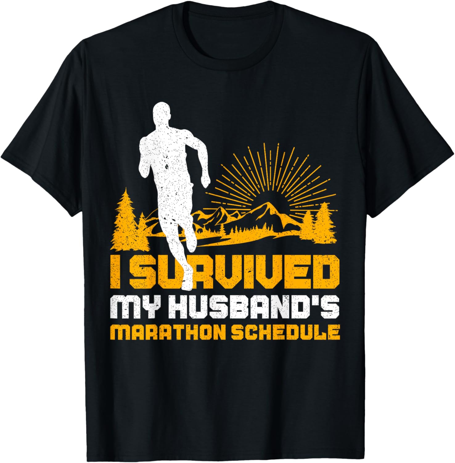 Wife Of Marathon Runner Funny Running Run Athlete Gag Outfit T-Shirt - T-Shirt | Black