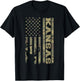 Kansas Deer Hunter Vintage Deer Hunting Camo USA Flag T-Shirt - T-Shirt | Black