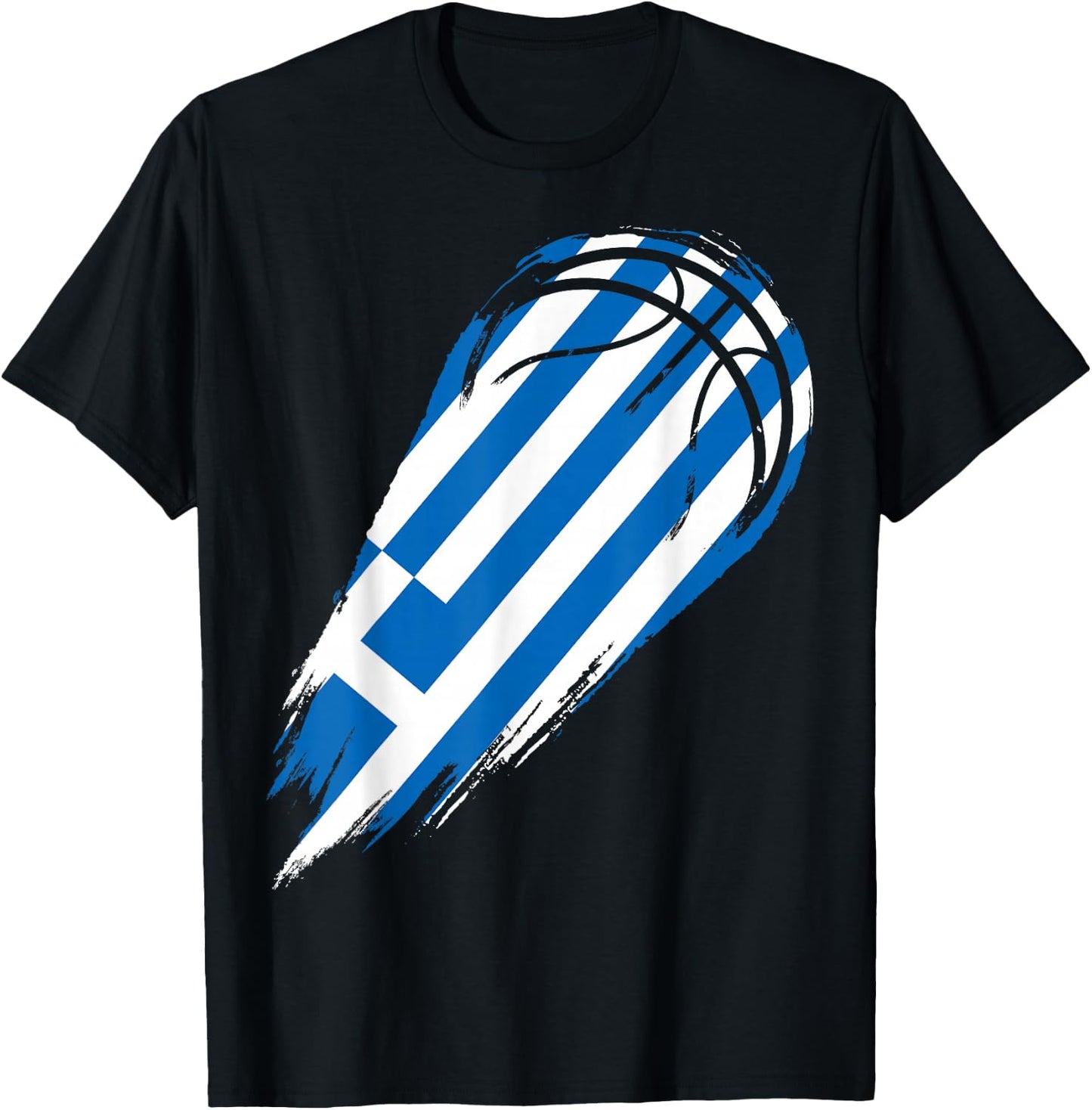 Basketball with flag of Patriotic Greece T-Shirt - T-Shirt | Black