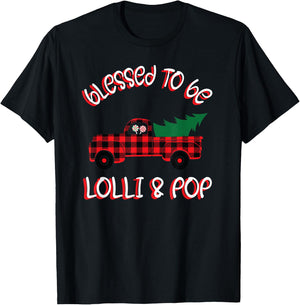 Lolli & Pop Christmas Pajamas Shirt Gift Truck Tree Lollypop T-Shirt - T-Shirt | Black