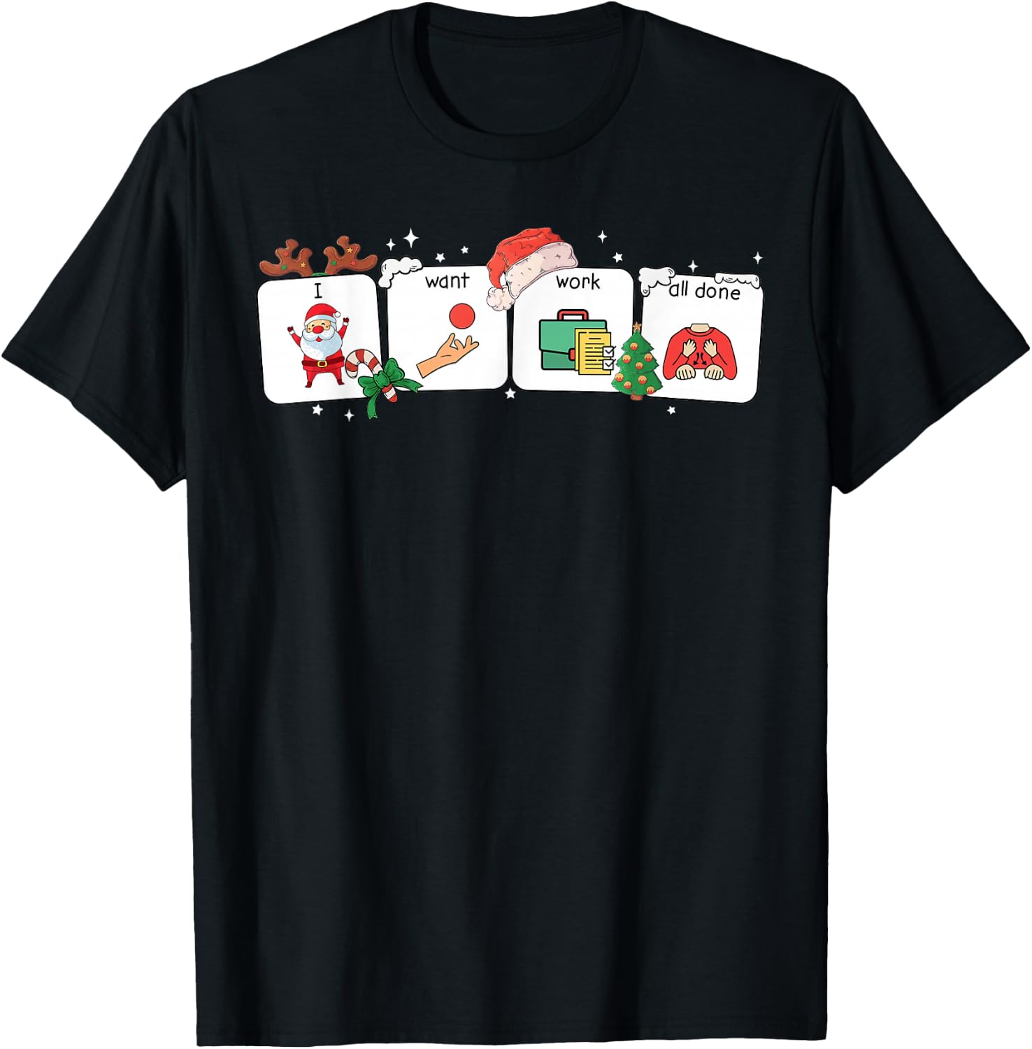 Christmas Santa Special Education Funny SPED Teacher Xmas PJ T-Shirt - T-Shirt | Black