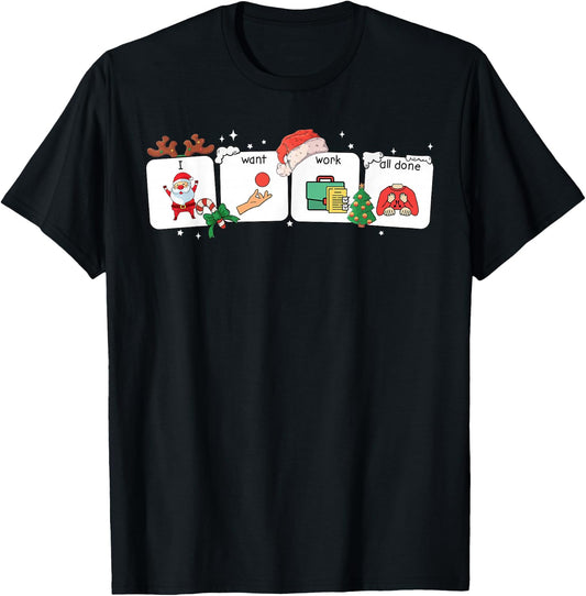 Christmas Santa Special Education Funny SPED Teacher Xmas PJ T-Shirt - T-Shirt | Black