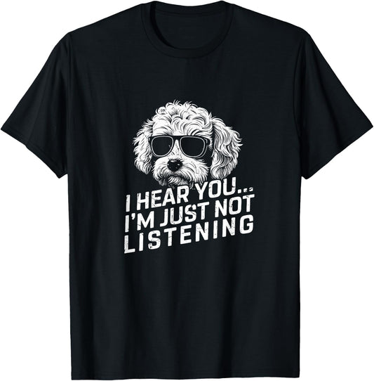Cavapoo I Hear You Not Listening Funny Dog Lover Xmas Gifts Women Girls Kids T-Shirt - T-Shirt | Black