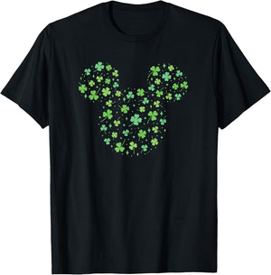 Disney Mickey Mouse Icon Shamrock Clovers St Patrick's Day T-Shirt - T-Shirt | Black