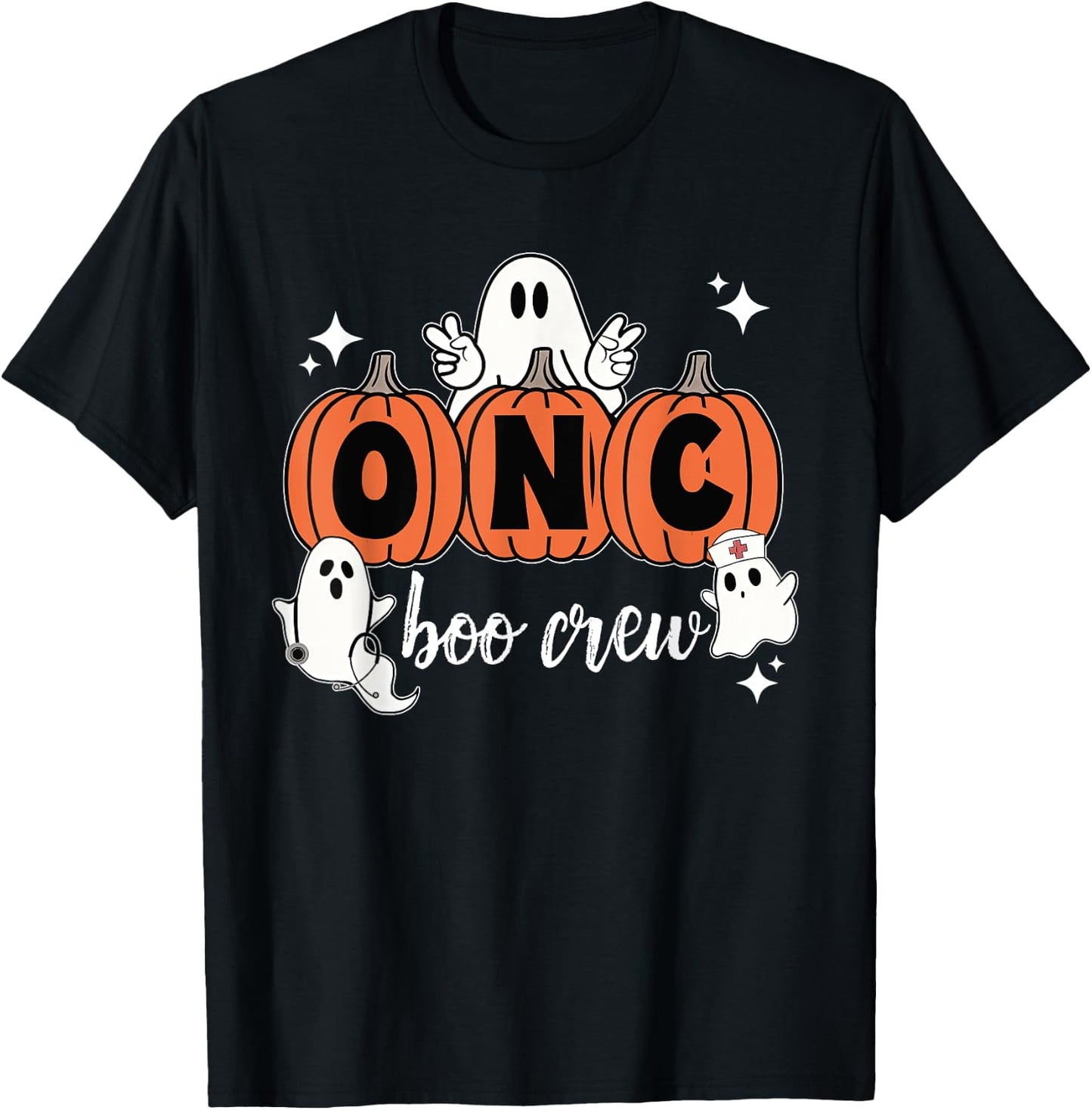 Halloween Oncology ONC Boo Crew Pumpkin Ghost One Spooky ONC T-Shirt - T-Shirt | Black