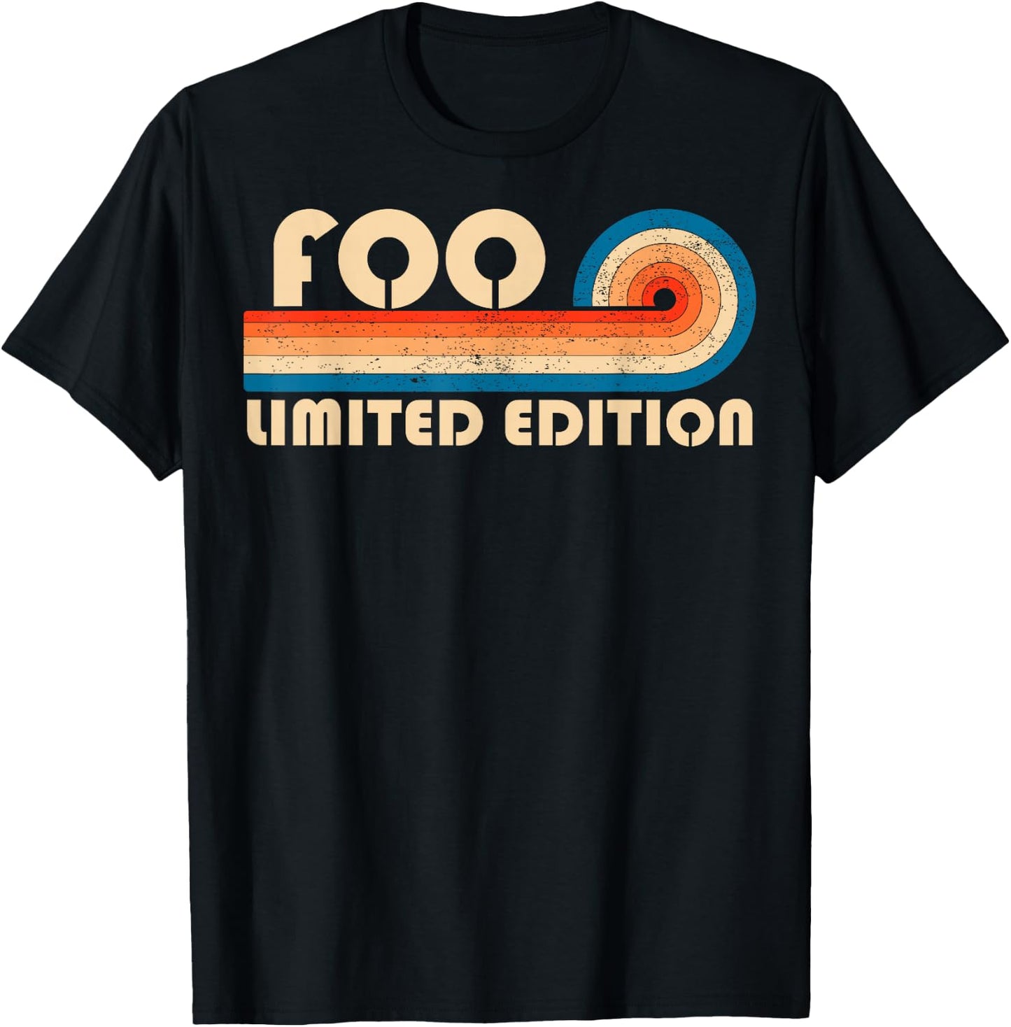 Foo Surname Retro Vintage 80s 90s Birthday Reunion T-Shirt - T-Shirt | Black