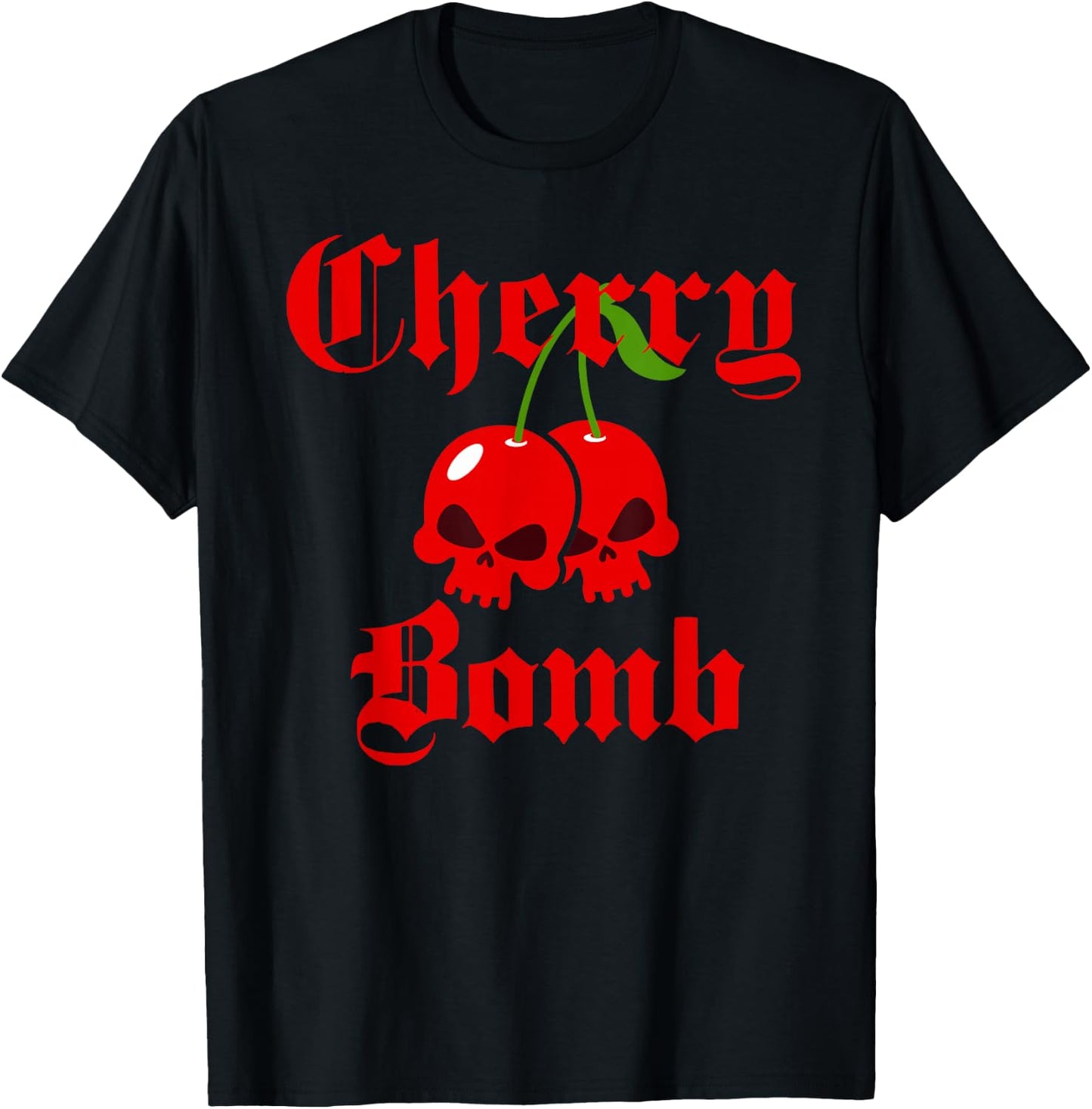 Old English Cherry Bomb Skulls T-Shirt - T-Shirt | Black