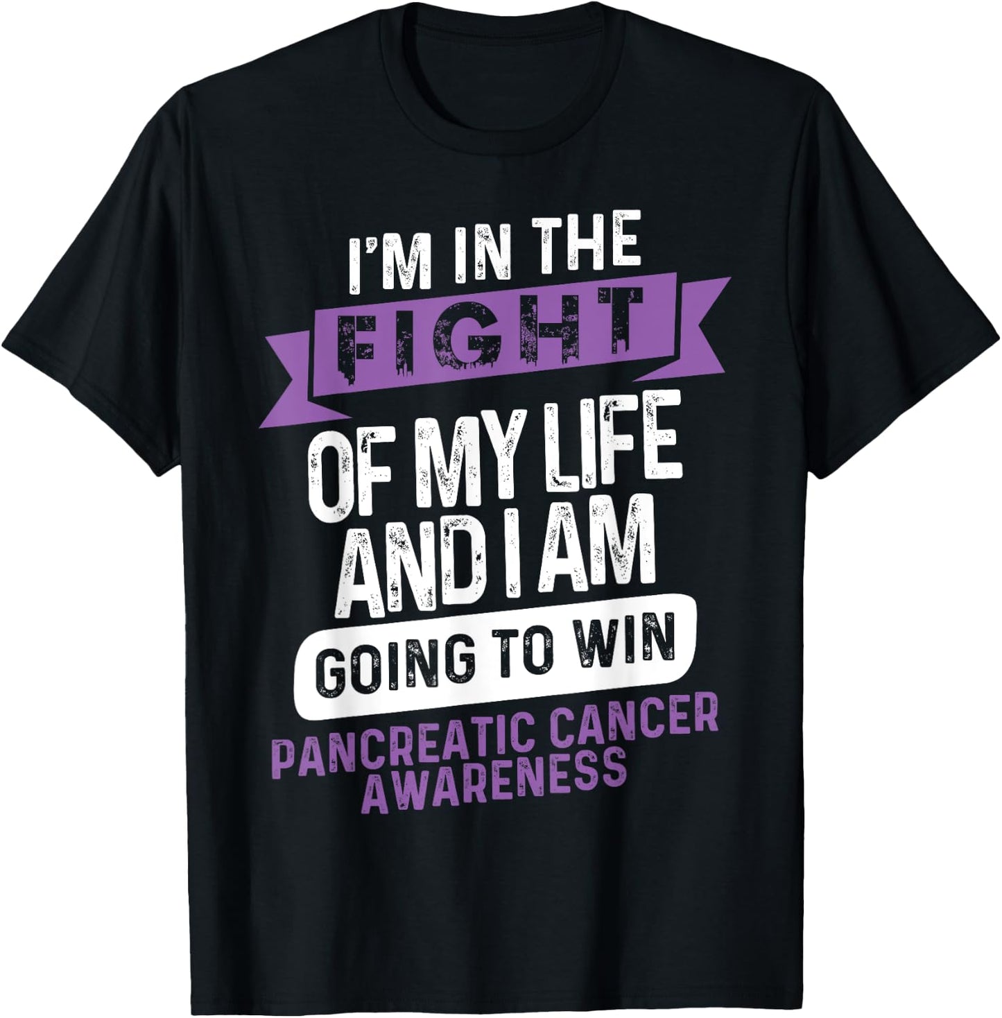 Fight to Win- Pancreatic Cancer Awareness Supporter Ribbon T-Shirt - T-Shirt | Black