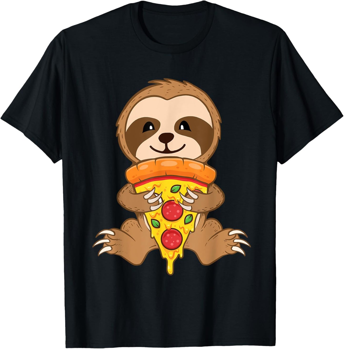 Sloth Pizza Lover - Foodie Wildlife Animal Nature Zookeeper T-Shirt - T-Shirt | Black