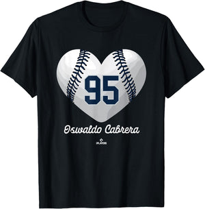 Baseball Heart Number Oswaldo Cabrera New York MLBPA T-Shirt - T-Shirt | Black