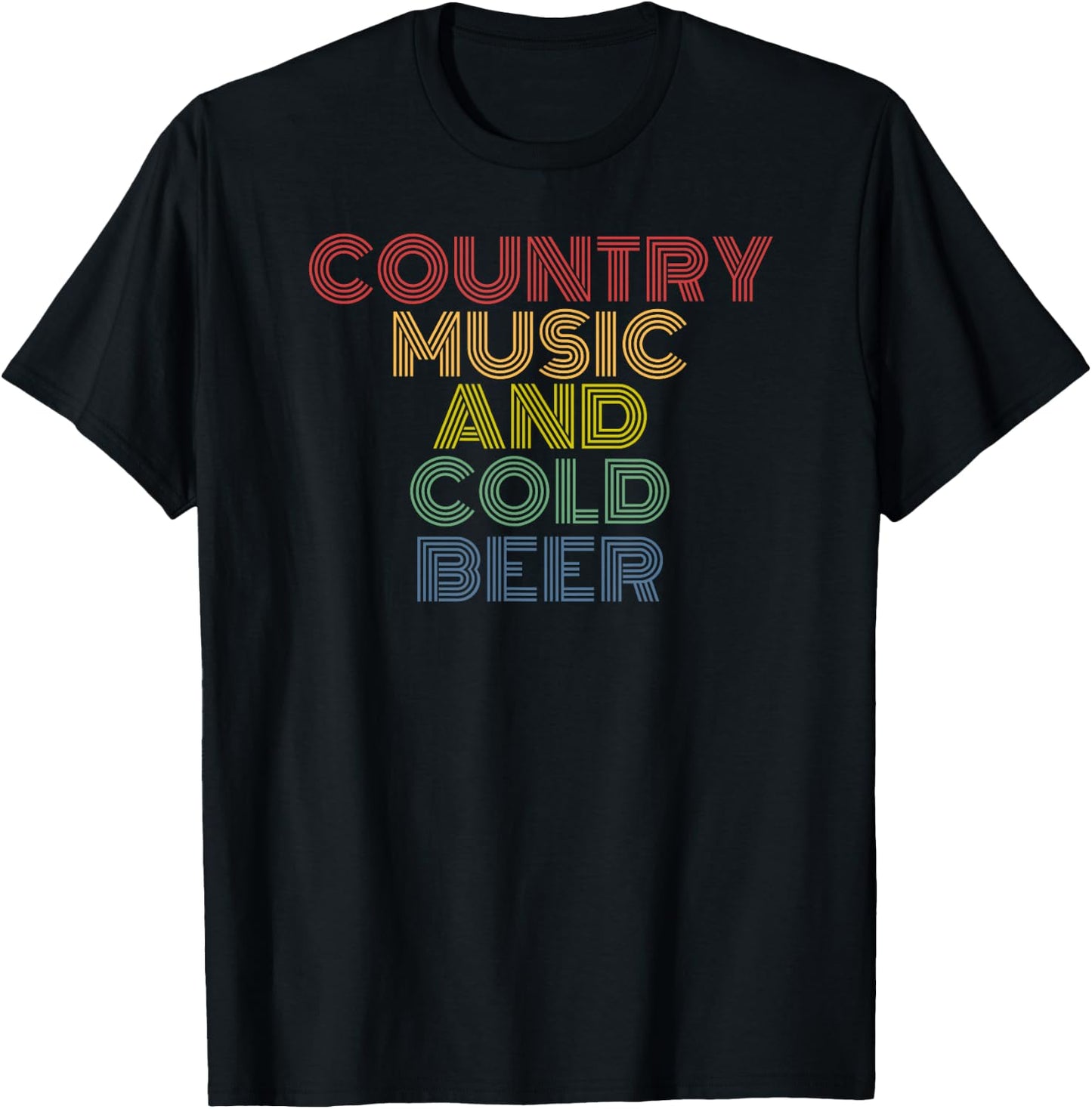 Country Music And Cold Beer retro 70s vintage T-Shirt - T-Shirt | Black
