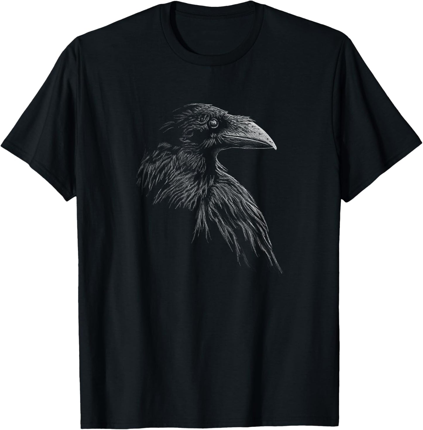 Mystical Black Raven Illustration Goth Viking Crow Artwork T-Shirt - T-Shirt | Black
