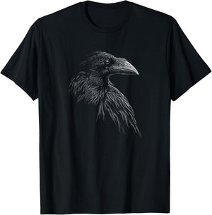 Mystical Black Raven Illustration Goth Viking Crow Artwork T-Shirt - T-Shirt | Black