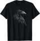 Mystical Black Raven Illustration Goth Viking Crow Artwork T-Shirt - T-Shirt | Black