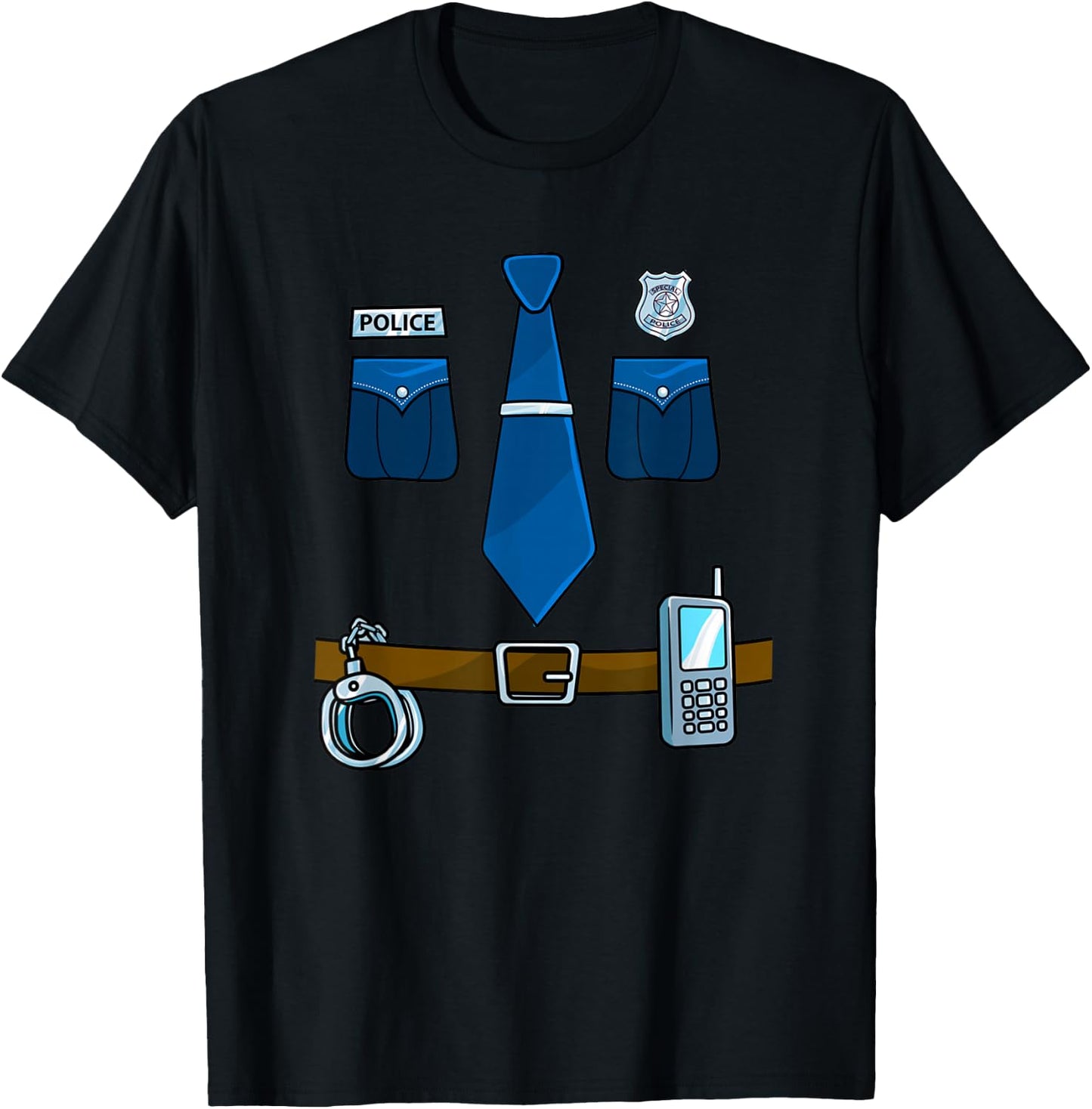 Police Costume For Kids Adults Halloween Police Officer T-Shirt - T-Shirt | Black
