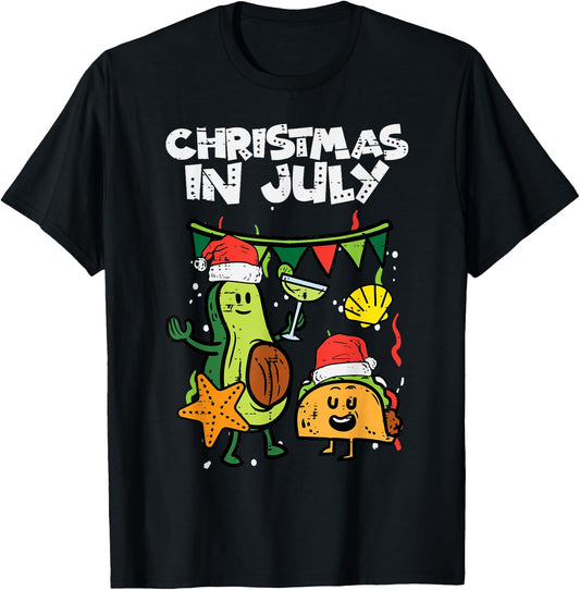 Christmas In July Avocado Taco Summer Mexican Men Women Kids T-Shirt - T-Shirt | Black