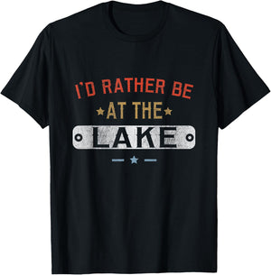 I'd Rather Be At The Lake Retro Vintage Men Women T-Shirt - T-Shirt | Black
