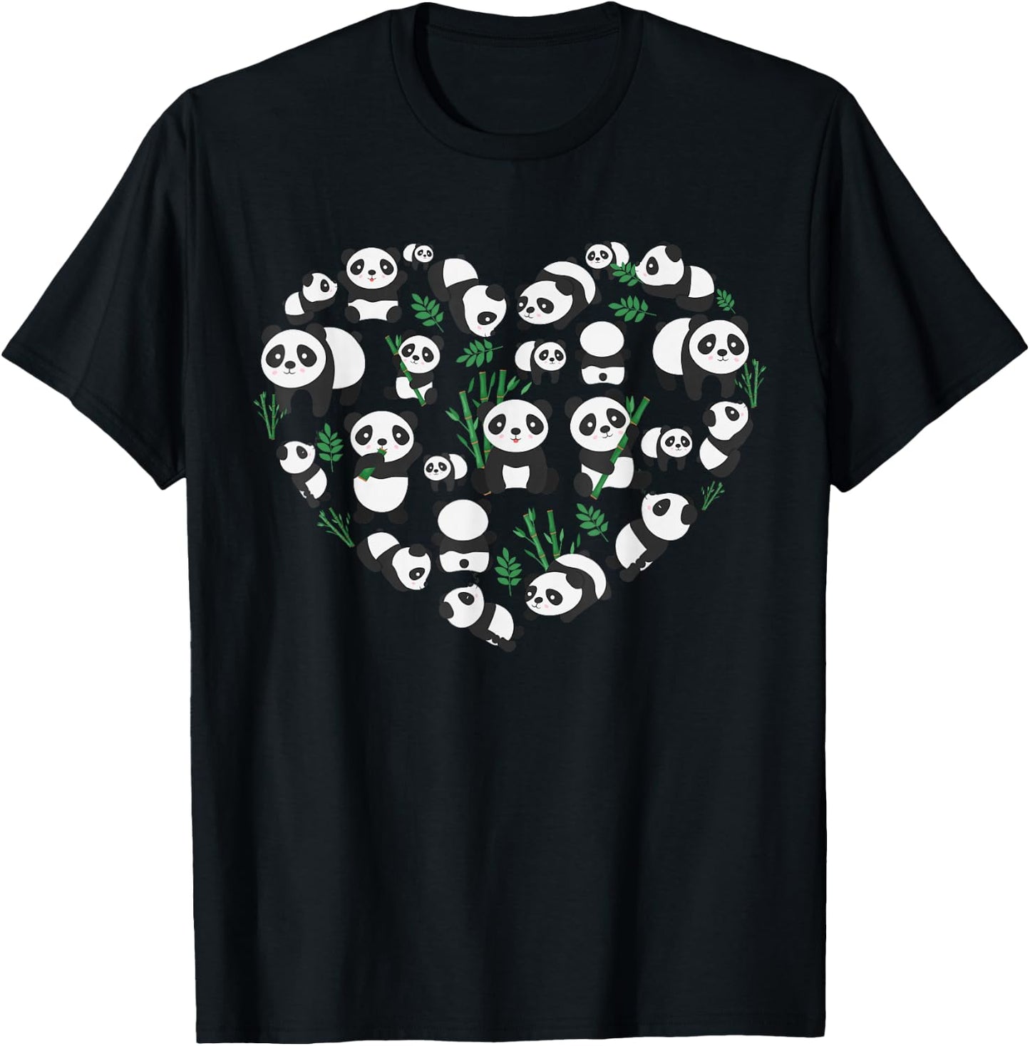 Cute Panda Women Zoo Panda Bear Heart Animal Lovers T-Shirt - T-Shirt | Black