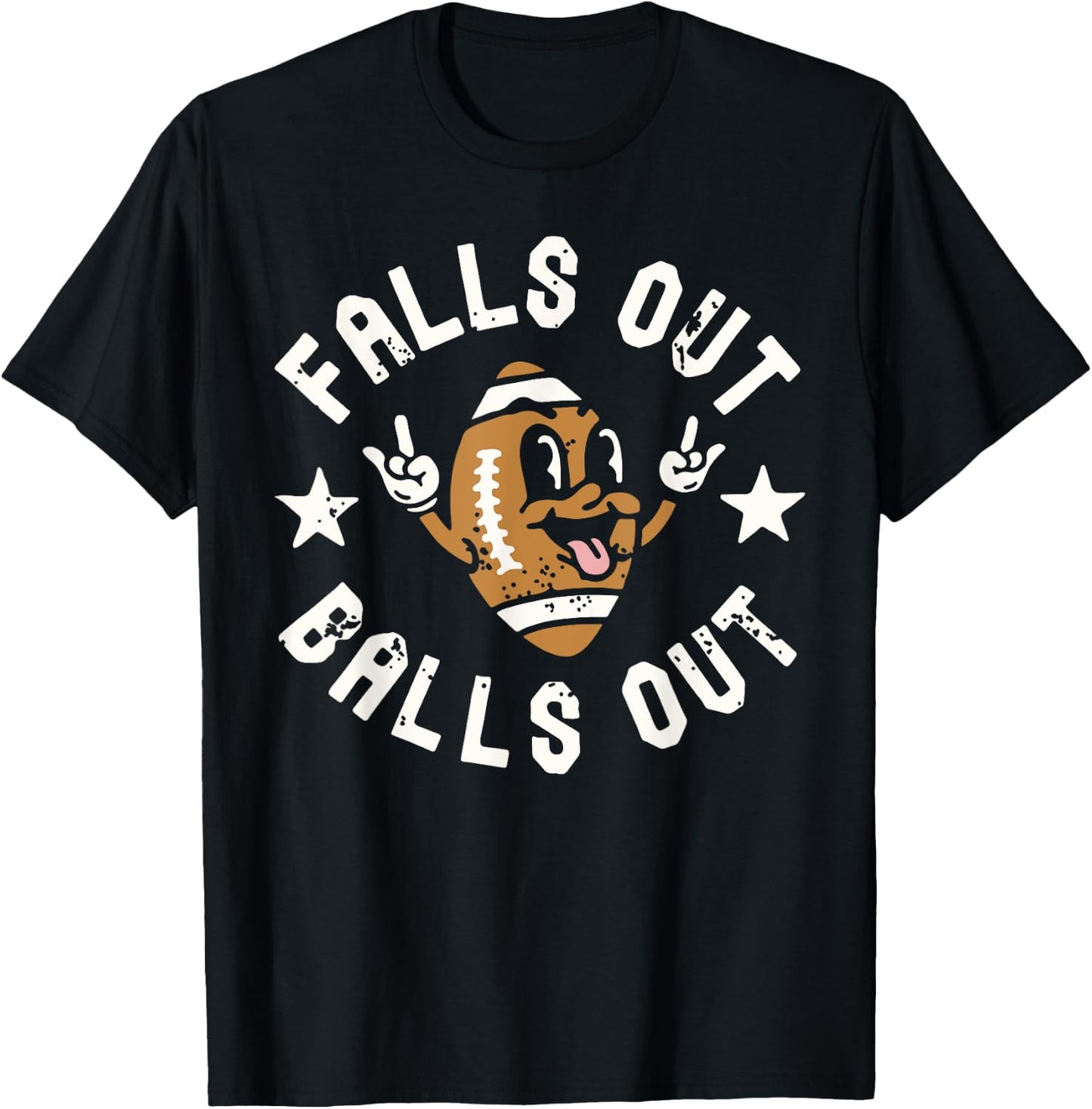Retro Falls Out Balls Out Football Vintage Thanksgiving Gift T-Shirt - T-Shirt | Black