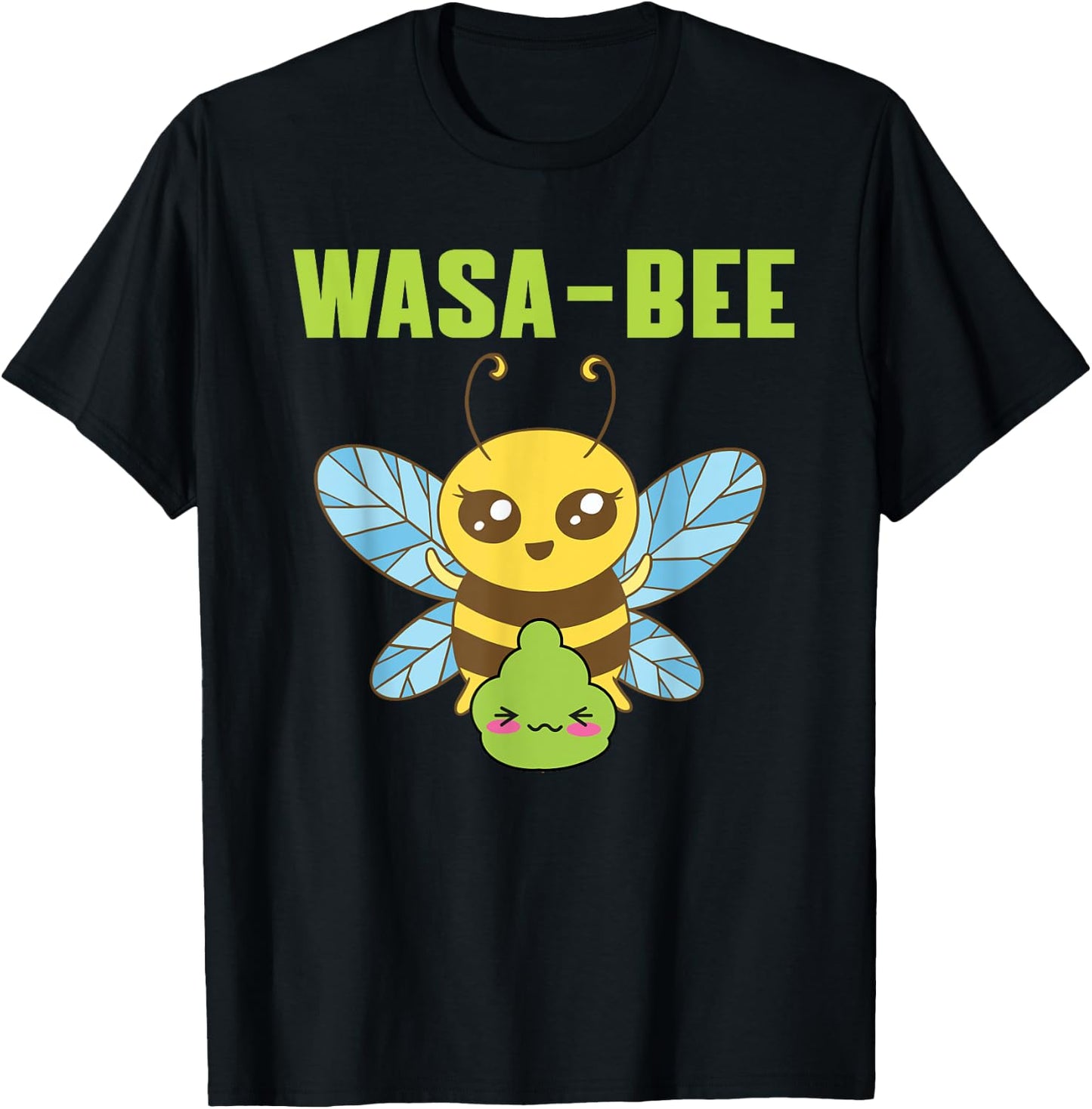 Cute Wasabi Bee Pun Costume Love Spicy Food Japan T-Shirt - T-Shirt | Black