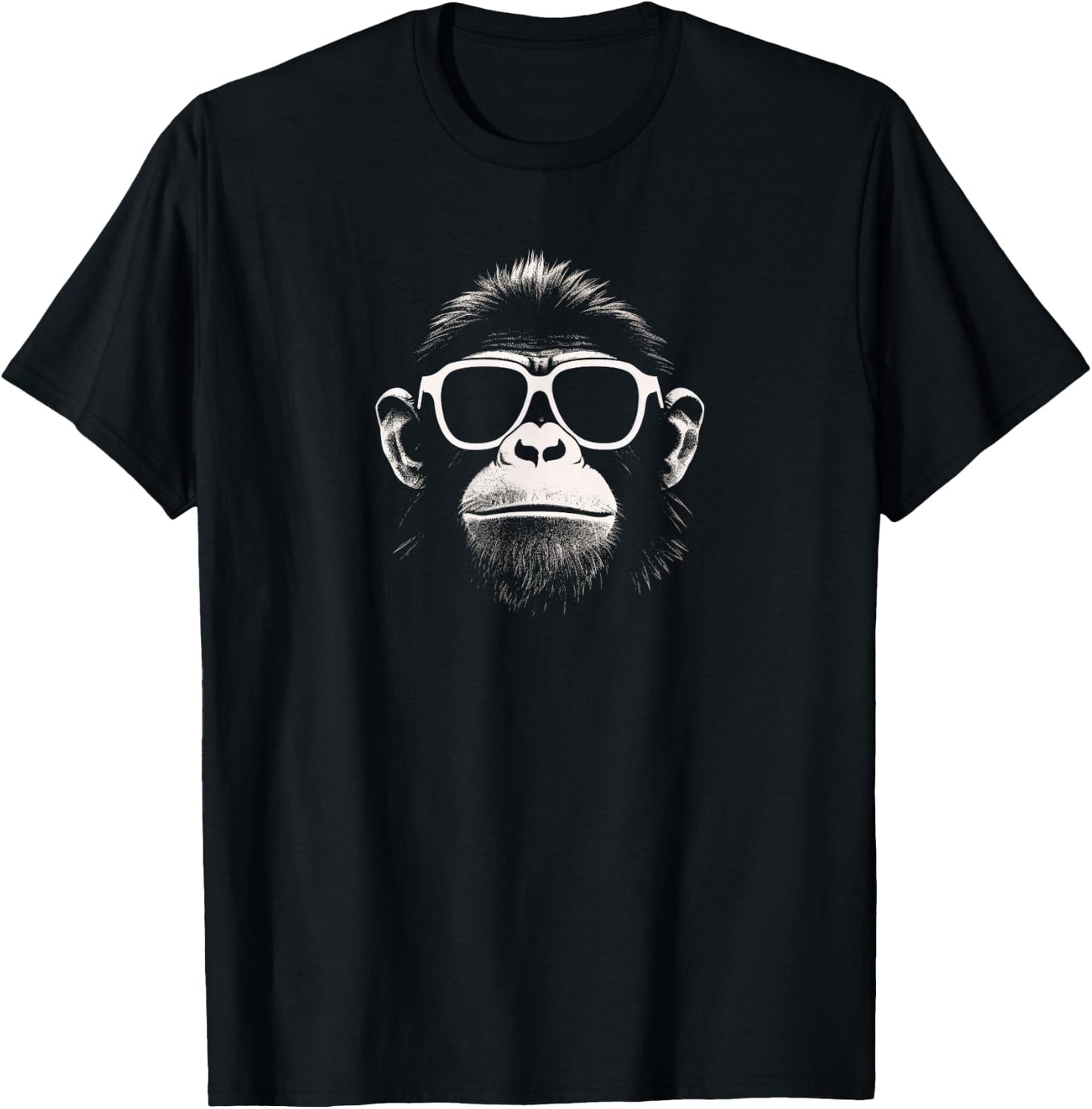 Cool Monkey with White Sunglasses Stencil Grunge Art Ape T-Shirt - T-Shirt | Black