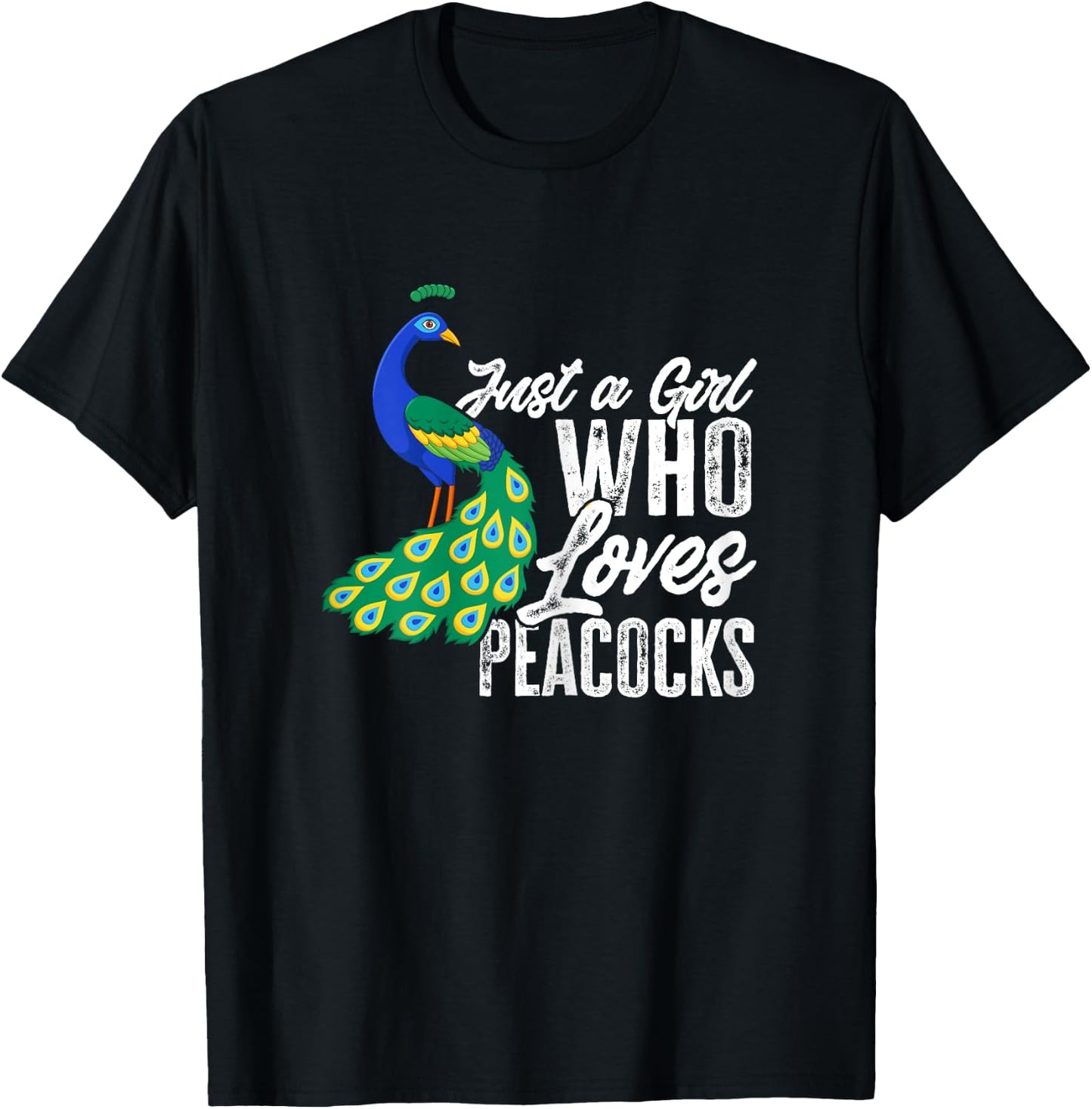 Girls Peacock Just A Girl Who Loves Peacocks T-Shirt - T-Shirt | Black