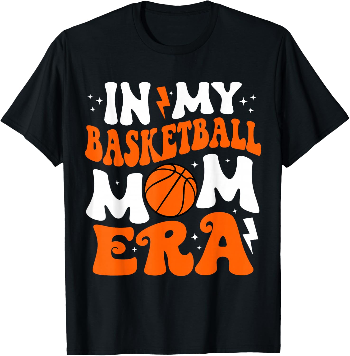 In My Basketball Mom Era Cute Groovy Basketball T-Shirt - T-Shirt | Black