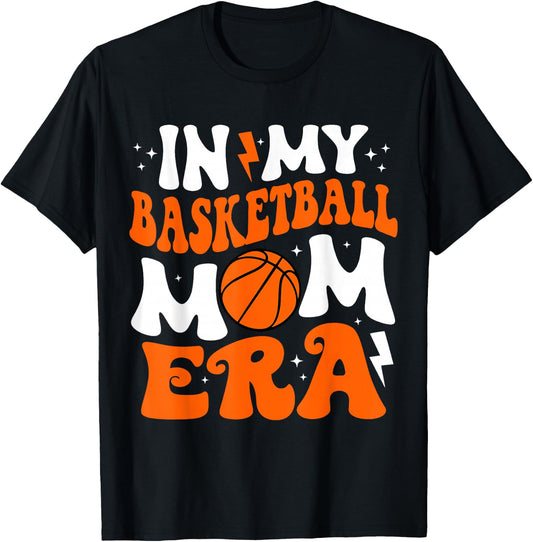 In My Basketball Mom Era Cute Groovy Basketball T-Shirt - T-Shirt | Black