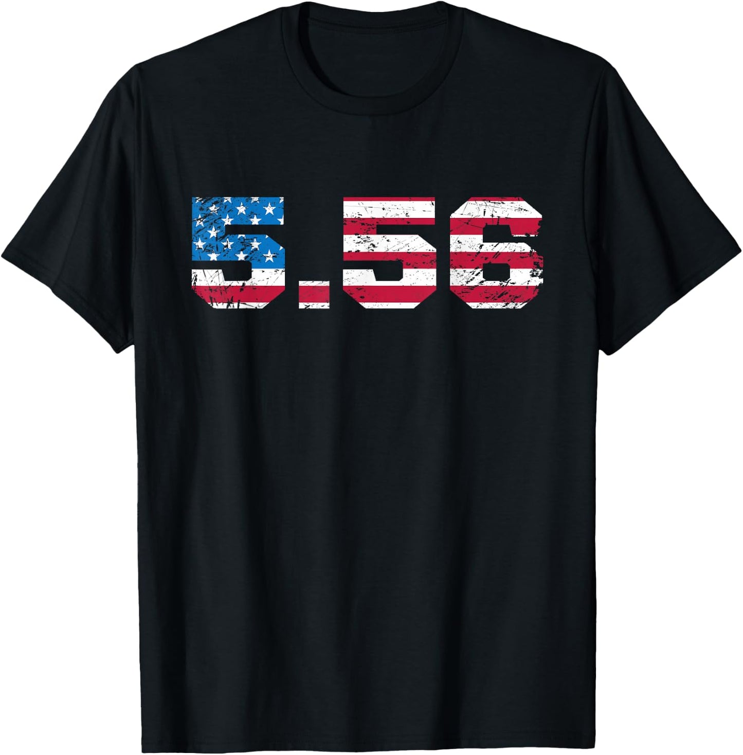 5.56 Rifle Cartridge USA Flag Military & Hunter Enthusiast T-Shirt - T-Shirt | Black