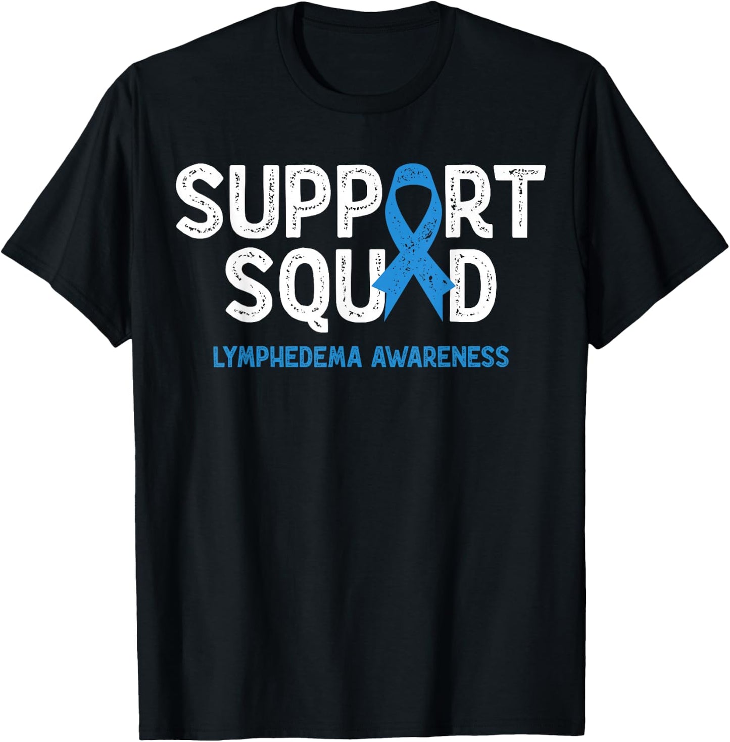 Lymphedema Awareness Support Squad Blue Family Warrior T-Shirt - T-Shirt | Black
