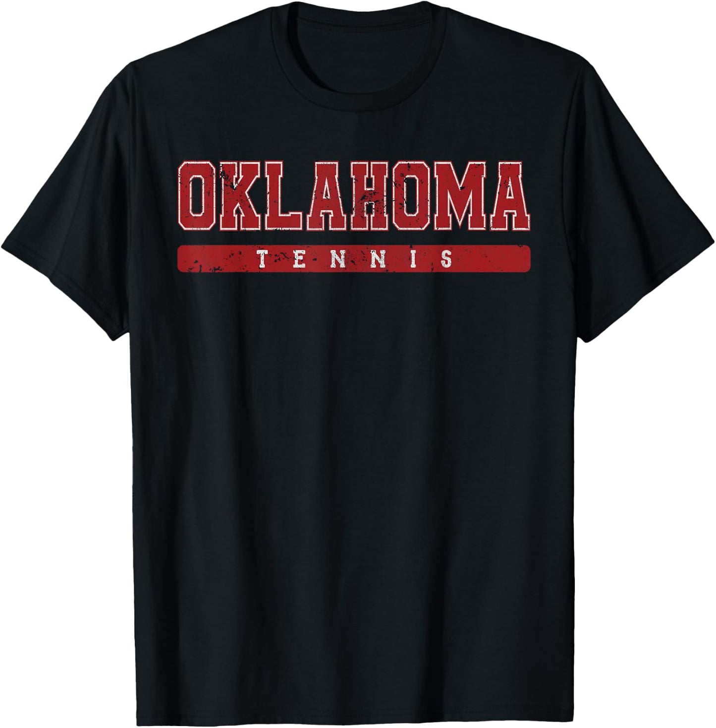 Oklahoma Tennis Red Vintage Text T-Shirt - T-Shirt | Black