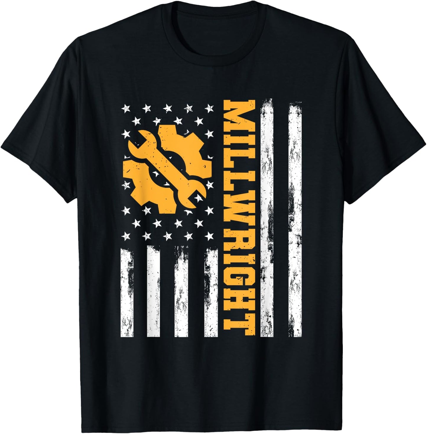 Milwright American Flag Funny USA Patriotic Mill Machinery Women Men T-Shirt - T-Shirt | Black