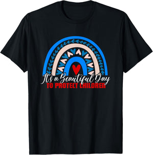 It's Beautiful Day Protect Children | Child Abuse Awareness T-Shirt - T-Shirt | Black