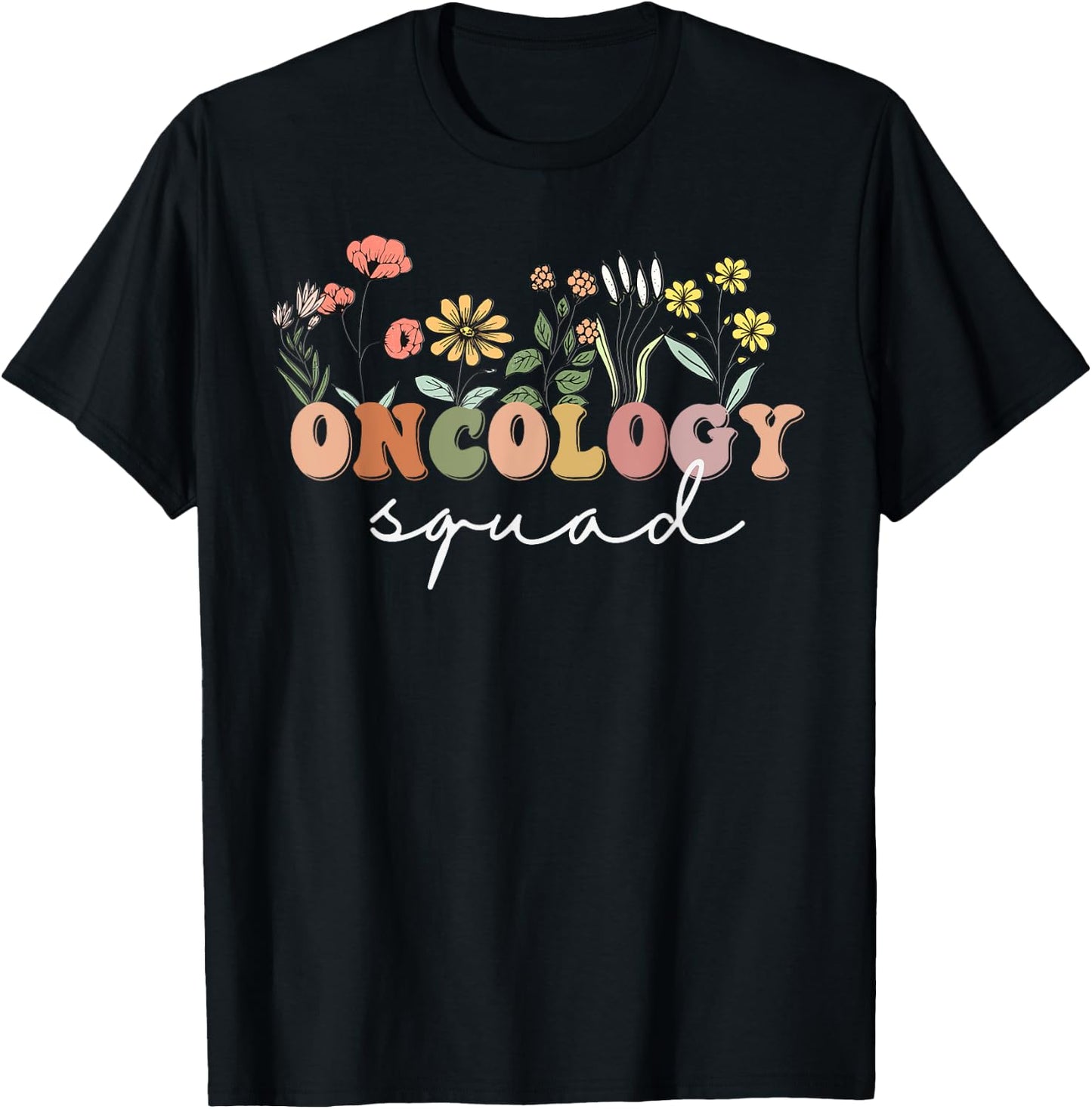 Wildflower Oncology Nurse Squad Retro Pediatric Oncology T-Shirt - T-Shirt | Black