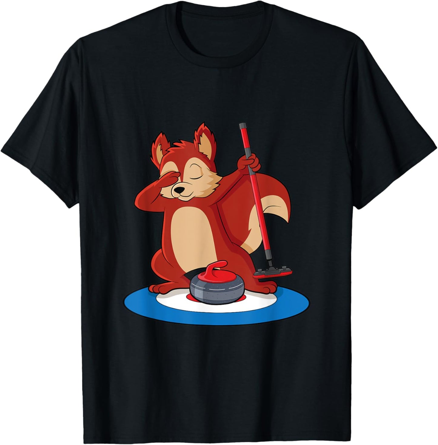 Squirrel playing curling ice sport curler T-Shirt - T-Shirt | Black